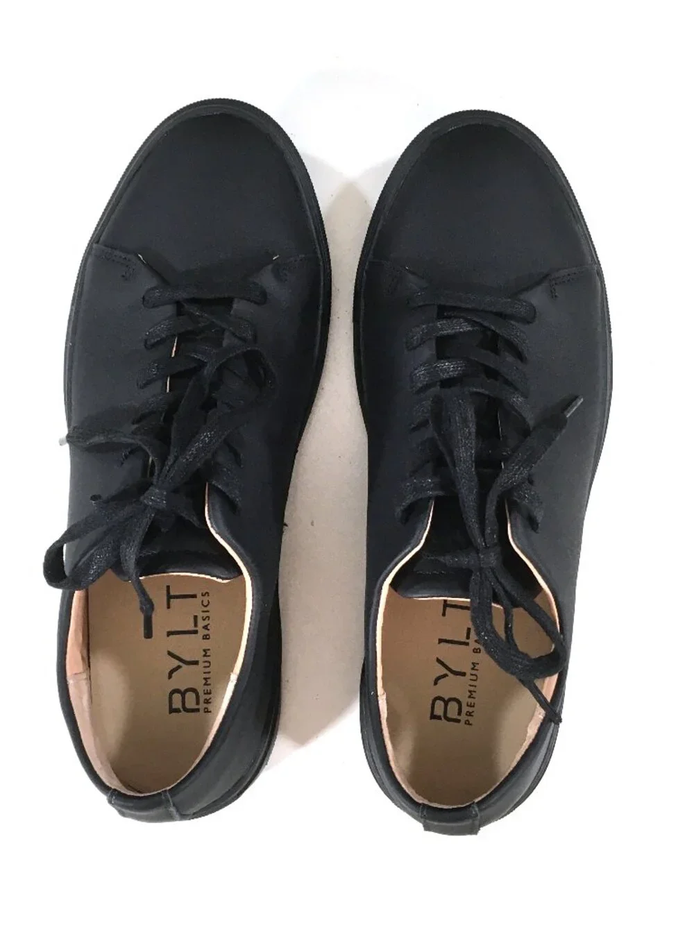 BYLT Premium Basics Lux Low Sneakers Mens Size 8.5 Black Leather